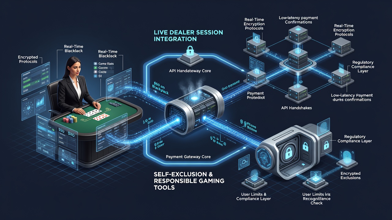 Flowchart showing how Nordic self-exclusion databases connect to payment gateways during live casino sessions